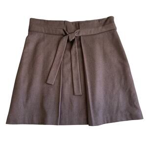 Vintage Milly of New York Preppy Pleated Wool Skirt with Tie, Brown, Size 10